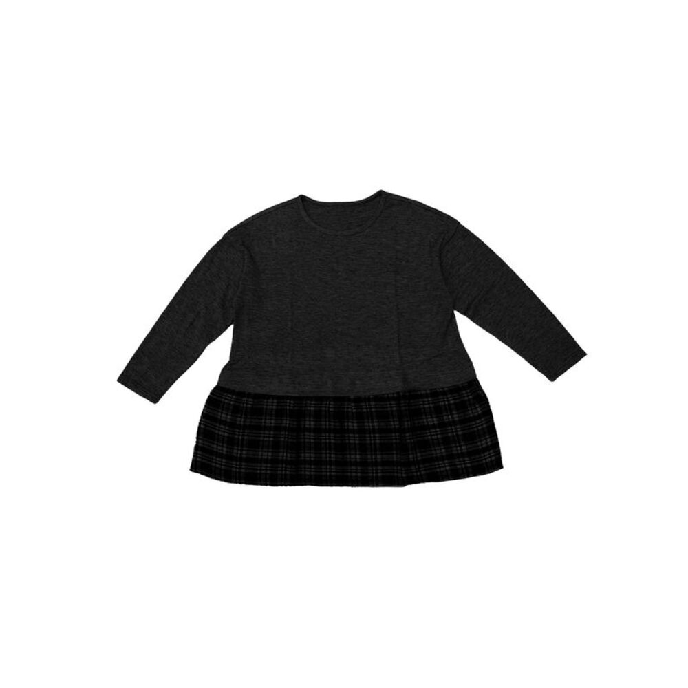 Women Plus Size Casual Dressy Babydoll Patchwork Blouse Black